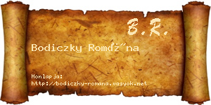 Bodiczky Romána névjegykártya